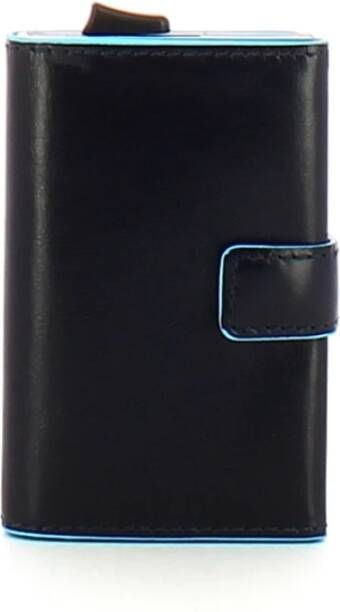 Piquadro Glijdende systeem Rfid blauwe vierkante portemonnee Zwart Heren
