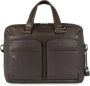 Piquadro Donkerbruine Leren Laptoptas Brown Heren - Thumbnail 1