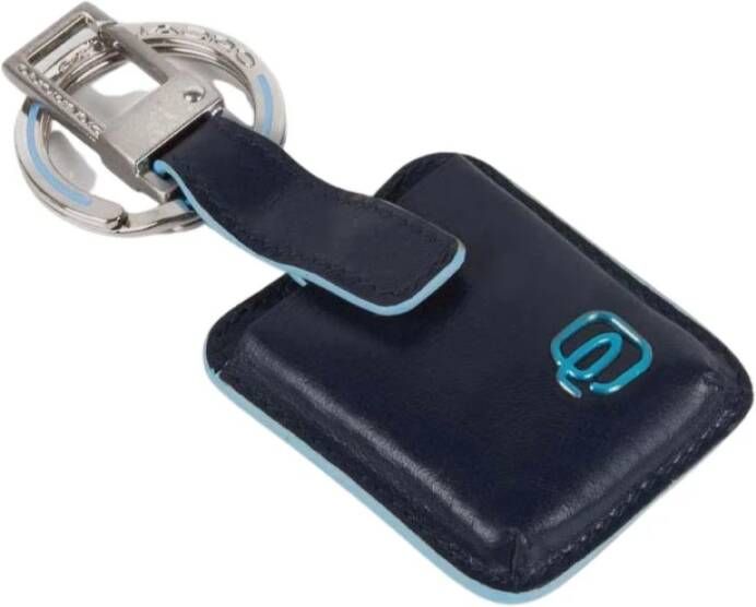 Piquadro Blauwe Vierkante Sleutelhanger met Slimme Tracker Blue Heren