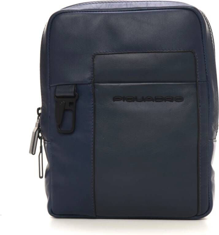 Piquadro Leather shoulder bag Blauw Heren