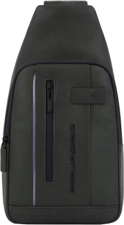 Piquadro Leren Schoudertas Zwart Unisex