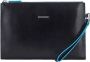 Piquadro Zwarte Leren Polsband Clutch Herentas Black Heren - Thumbnail 1