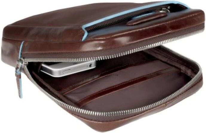 Piquadro Leren Heren Schoudertas met Ritssluiting Blauw Heren - Foto 3