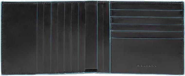 Piquadro Zwarte leren portemonnee en kaarthouder Black Heren