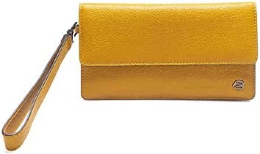 Piquadro Leren smartphone portemonnee met polsband Yellow Heren