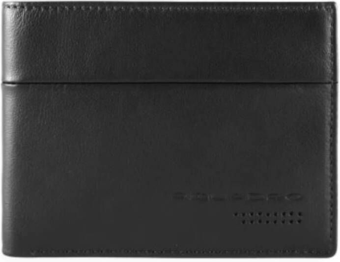 Piquadro Zwarte leren portemonnee met muntvak Black Heren