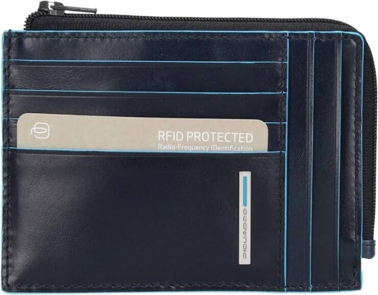 Piquadro Blauwe Portemonnee Rfid Bescherming Horizontaal Blue Unisex