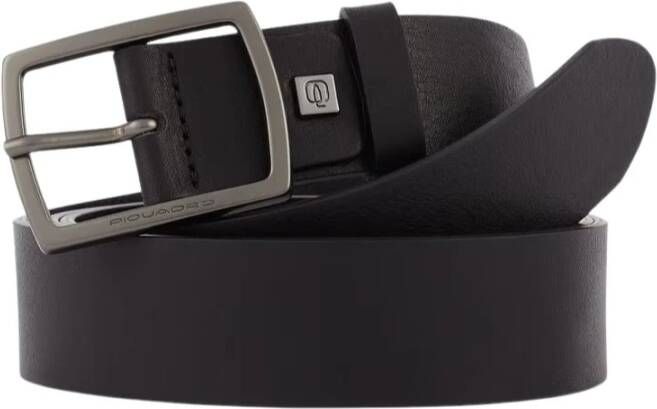Piquadro Zwarte Leren Riem Gesp Black Heren