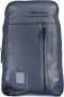 Piquadro Blauwe Leren Schoudertas met Laptop Ruimte Blauw Heren - Thumbnail 1