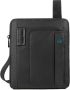 Piquadro Zwarte leren en stoffen tas Black Unisex - Thumbnail 2