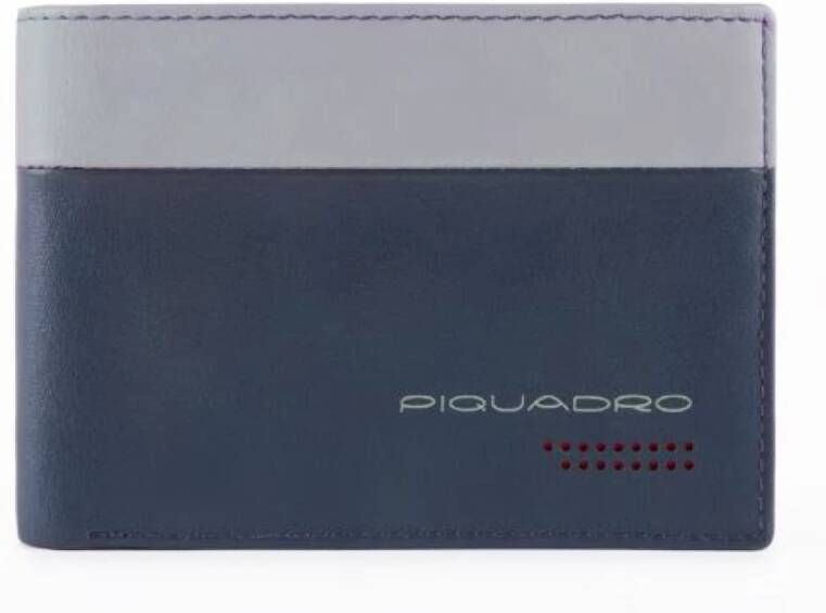 Piquadro Grijze Leren Portemonnee Rfid Bescherming Multicolor Heren