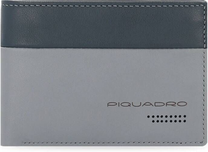 Piquadro Grijze Leren Portemonnee Rfid Bescherming Gray Heren