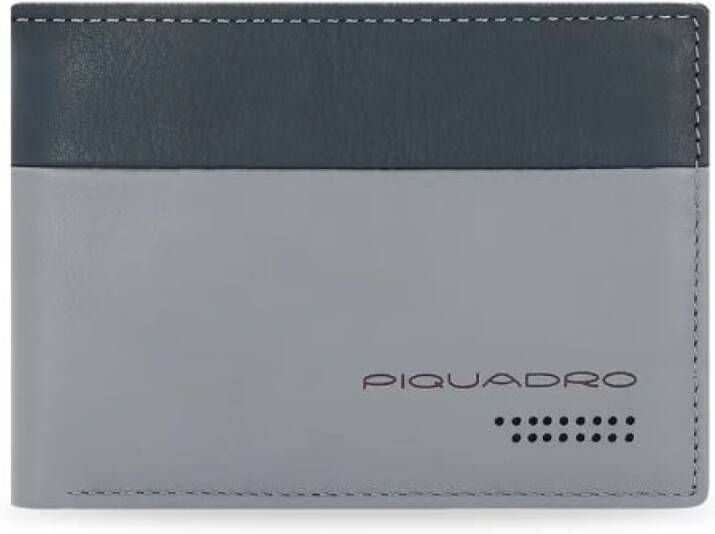 Piquadro Grijze leren portemonnee met muntvak Multicolor Heren