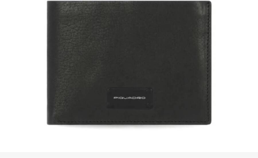Piquadro Rfid Zwarte Portemonnee Horizontaal Zacht Leer Black Heren