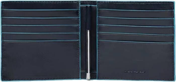 Piquadro Blauwe Leren Portemonnee met Dollarclip Blue Heren