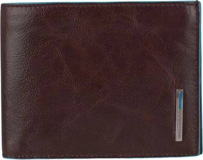 Piquadro Donkerbruine Leren Portemonnee Rfid Bescherming Brown Heren