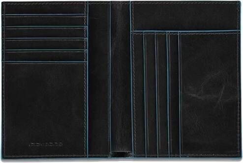 Piquadro Verticale Leren Portemonnee Zwart Blue Square Black Heren