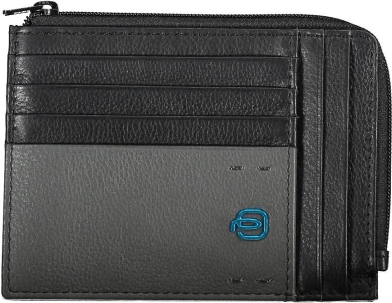 Piquadro Zwarte leren portemonnee met kaarthouder en RFID-blokker Black Heren