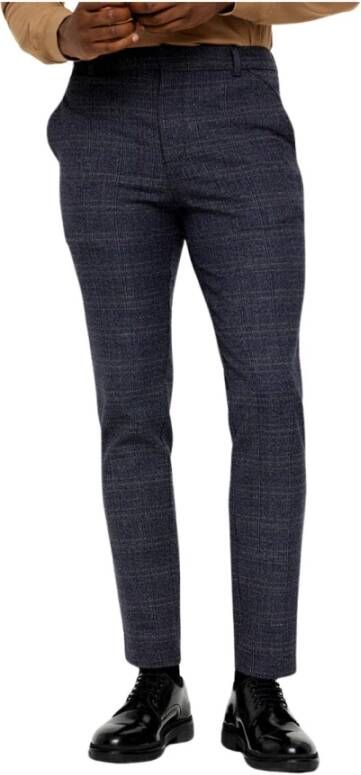 Plain Units Donkerblauw geruit Mix en Match Broek Blauw Heren