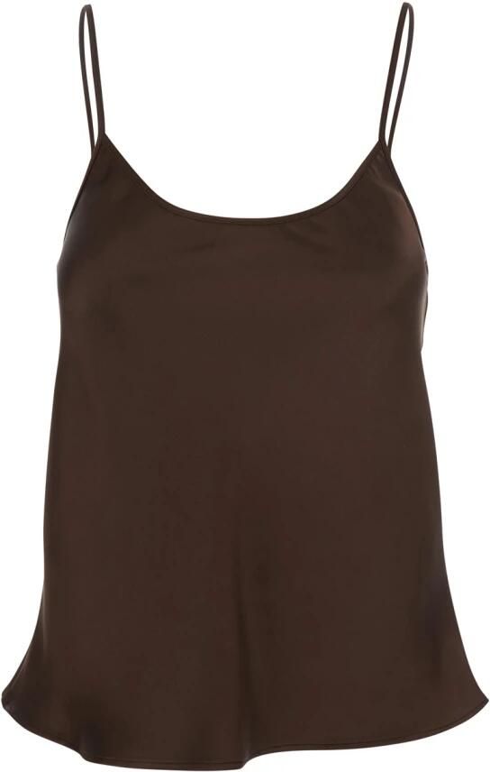 Plain Units Bruine Satijnen Spaghettiband Top Brown Dames