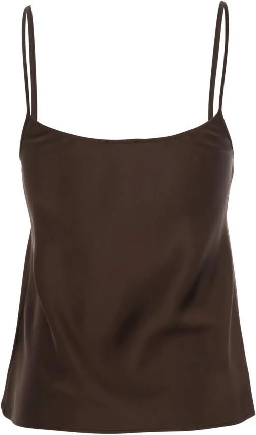 Plain Units Bruine Satijnen Spaghettiband Top Brown Dames - Foto 2