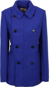 Plan C Double-Breasted Coats Blauw Dames