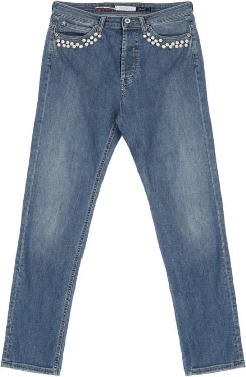 Please Blu Blue Straight Jeans voor Dames Blauw Dames