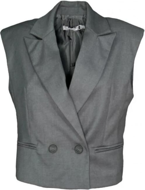 Please Korte Grijze Mouwloze Jas Gray Dames