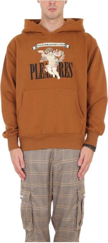 Pleasures Geniet van lijden bord hoodie Bruin Heren