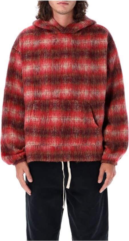 Pleasures Rode Geruite Poncho Hoodie voor Heren Rood Heren