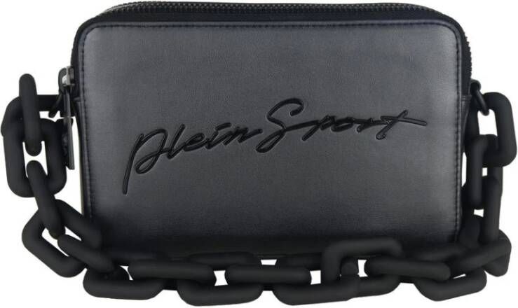 Plein Sport Metallic zwarte handtas met logo-opschrift Black Dames