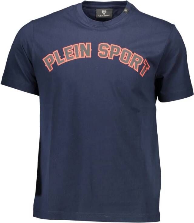 Plein Sport Blauw Katoenen T-Shirt met Print Blauw Heren