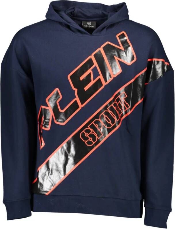 Plein Sport Blauwe hoodie met contrasterende details en logo Blue Heren