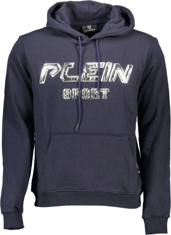 Plein Sport Blauwe Katoenen Sweater met Capuchon en Contrasterende Details Blauw Heren