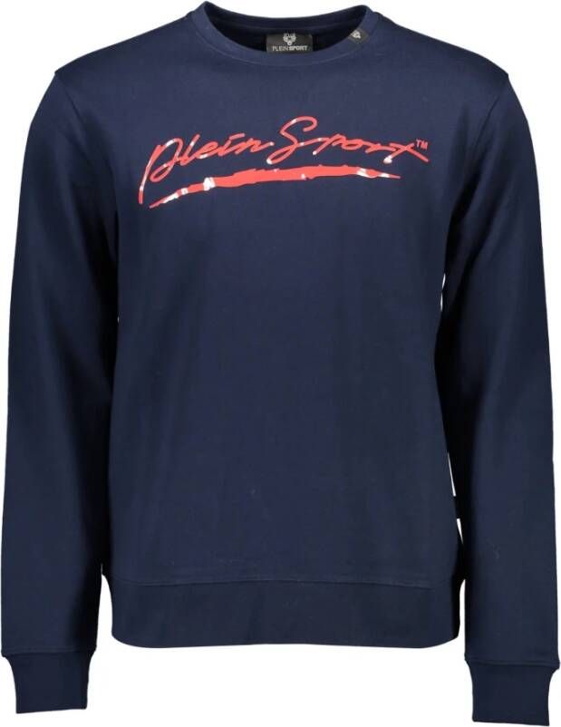 Plein Sport Blauwe Crewneck Sweatshirt met Print en Lange Mouwen Blue Heren