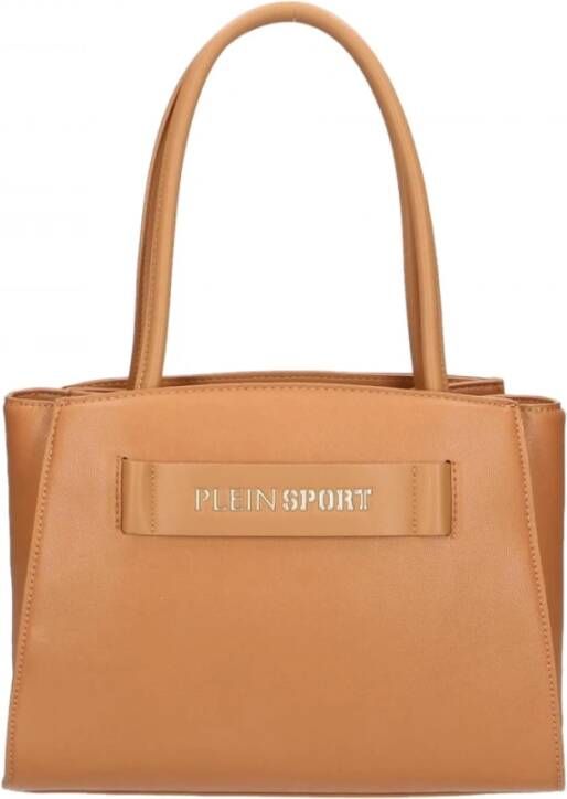 Plein Sport Trendy Shopper van Eco-Leer met Zilveren Logo Brown Dames