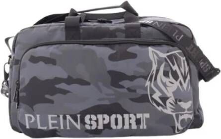 Plein Sport Camo Print Duffle Tas met Grijs Logo Gray Heren