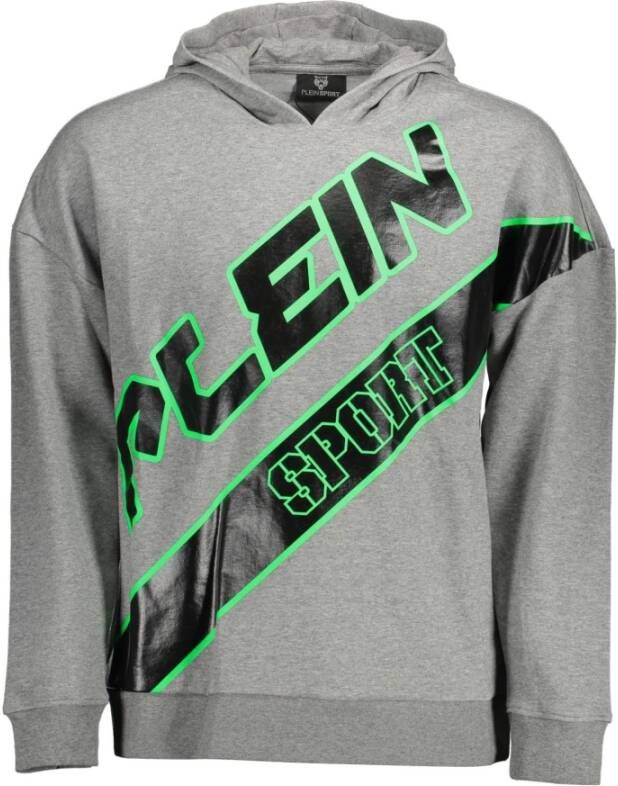 Plein Sport Grijze Katoenen Sweater met Capuchon en Logo Grijs Heren