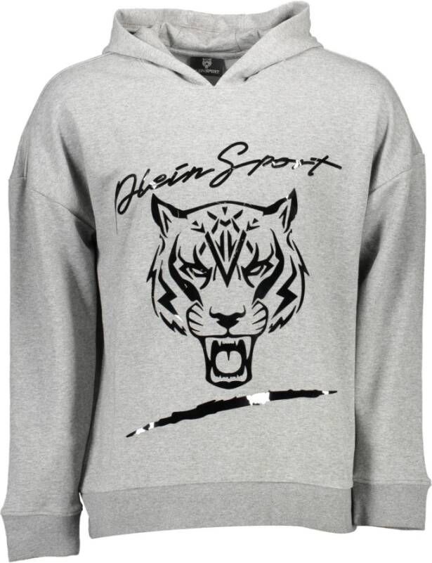 Plein Sport Grijze Katoenen Sweater met Capuchon Gray Heren