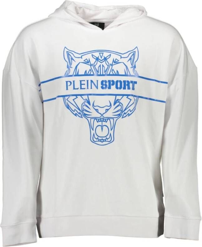 Plein Sport Witte Katoenen Sweater met Capuchon en Print Wit Heren