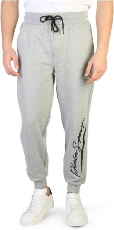 Plein Sport Katoenen Sweatpants met Elastische Tailleband en Logo Detail Gray Heren
