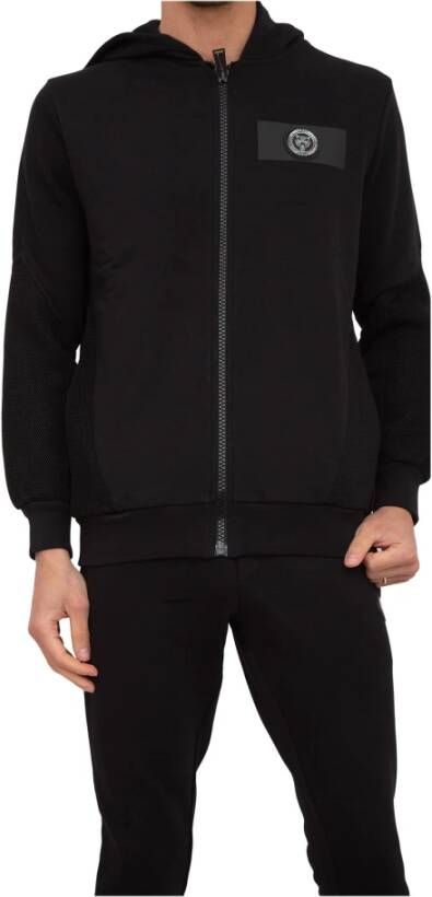 Plein Sport Comfortabele Zip-through Sweatshirt voor Heren Zwart Heren