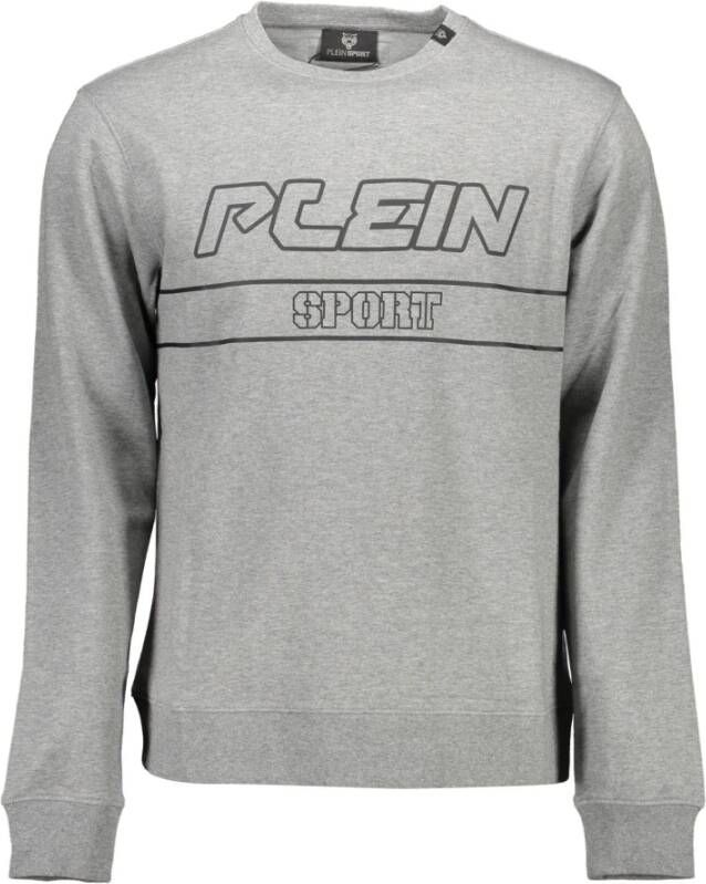 Plein Sport Grijze Katoenen Trui met Lange Mouwen en Contrasterende Details Gray Heren