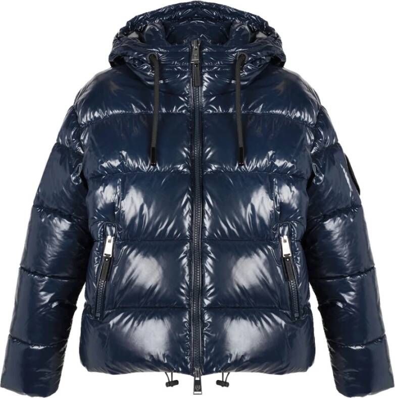 Plein Sport Gewatteerd Jack met Verstelbare Capuchon en Rits Blauw Dames