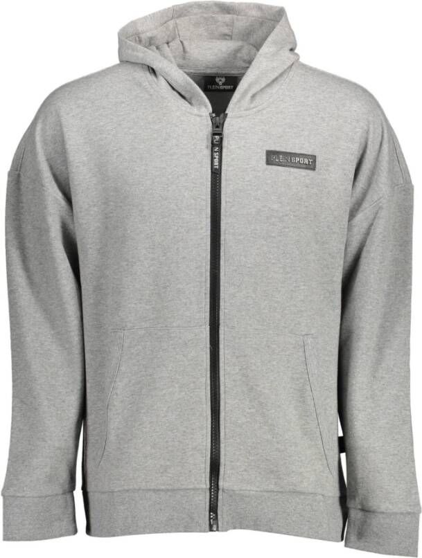 Plein Sport Grijze Katoenen Hoodie met Rits en Zakken Gray Heren