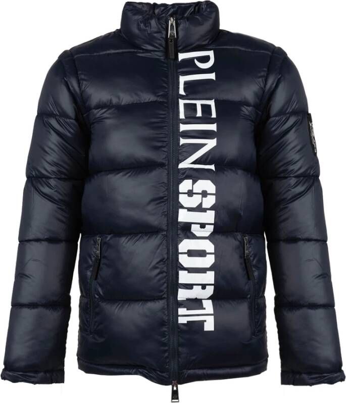 Plein Sport Blauwe Polyester Jas met Afneembare Mouwen Blauw Heren