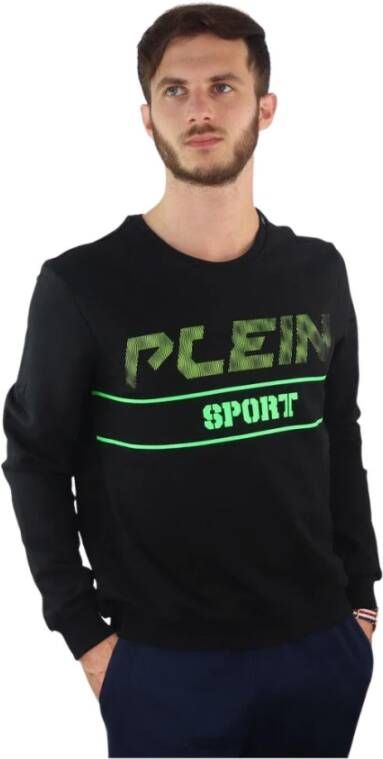 Plein Sport Zwarte katoenen trui met contrasterende details Black Heren