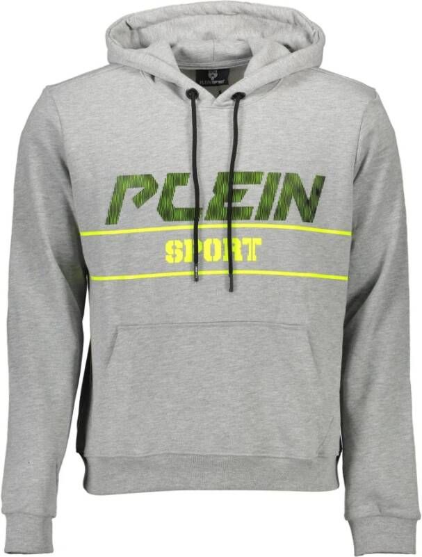 Plein Sport Grijs sweatshirt met capuchon en logoprint Gray Heren