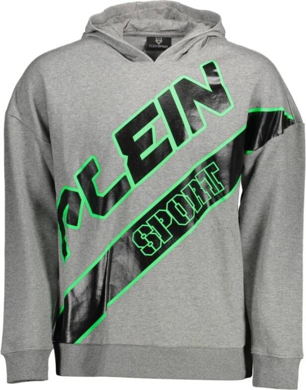 Plein Sport Grijze Katoenen Sweater met Capuchon en Logo Grijs Heren