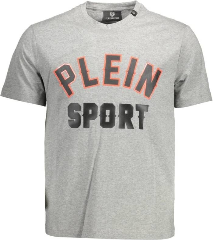Plein Sport Grijze Katoenen T-Shirt met Contrasterende Details Grijs Heren